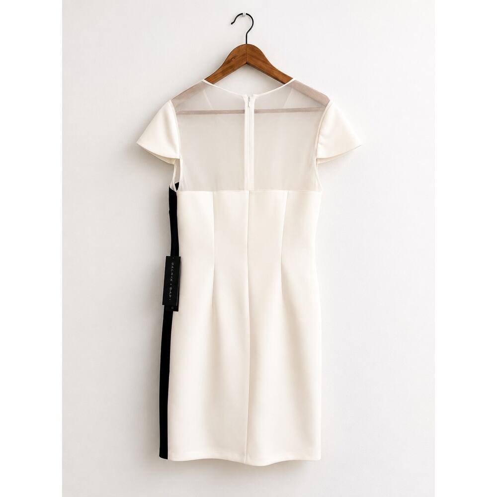 NWT Sachin & Babi Black White Colorblock  Dress Mesh Cap Sleeve Cocktail Women - Picture 2 of 4